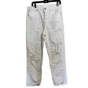 American Eagle Jeans Womens 10 Long High Rise 90s Boyfriend Denim White